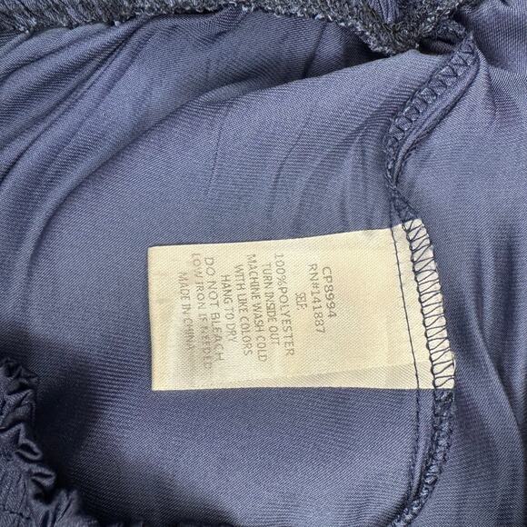 TCEC navy smocked satin shorts size medium EUC 3 in inseam - Picture 6 of 7